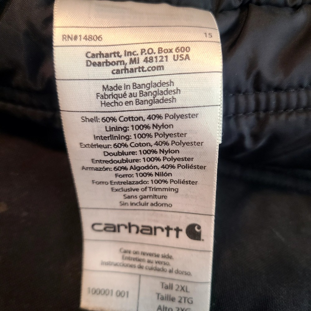 Carhartt Quick Duck Workwear Hooded Jacket Full Zip 2XL XXL Black - Picture 7 of 7